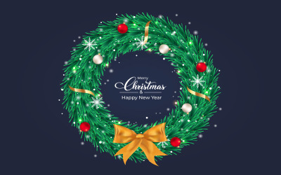 Christmas Wreath with Balls and a Ribbon