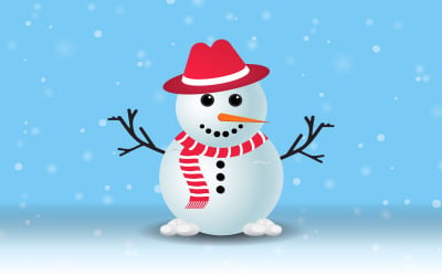 Jul söt snögubbe med snöfall