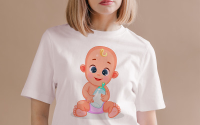 White "Baby" T-Shirt Template Design Mockup