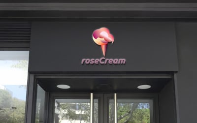 Cool Desserts Logotipo de helado de rosa carmesí
