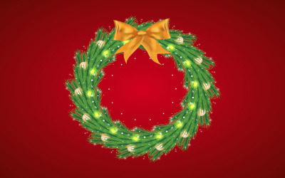 Christmas Green Wreath, Golden Ribbon