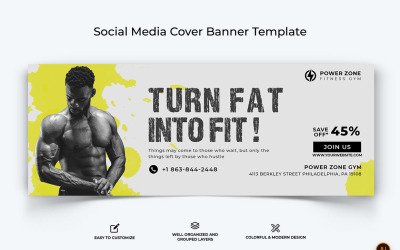 Gym and Fitness Facebook Cover Banner Design-30