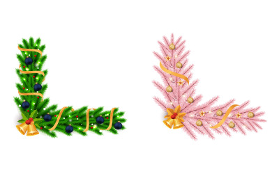 Christmas Corner with Pink, Green Leaves