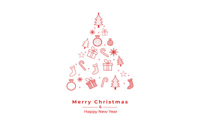 Christmas Greeting Card with Red Icons