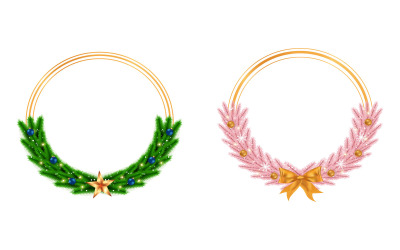 Jul rund ram med rosa löv