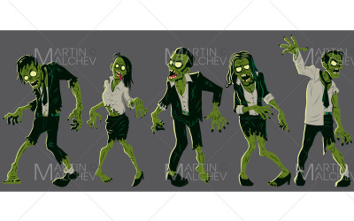 Office Zombie Set vektorillustration