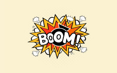 Boom Comic Explosion Design con nuvole