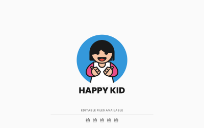 Modello di logo del fumetto del bambino felice