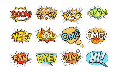 Comic Explosion Set Speech Bubble Vector