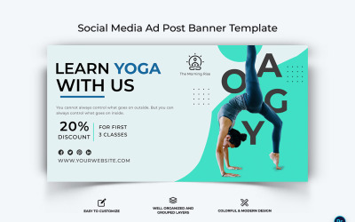 Йога та медитація, шаблон оформлення рекламного банера Facebook-22