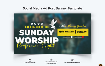 Design de banner de anúncio do Facebook de discurso da igreja-10