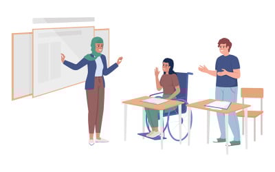 Caratteri vettoriali a colori semi piatti della lezione scolastica