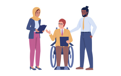 Colleagues chatting semi flat color vector characters