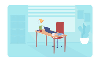 Convenient director office room 2D vector isolated illustration