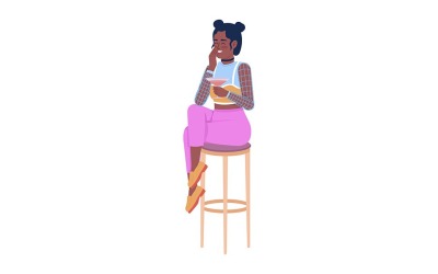 Dame qui rit avec un verre de vin caractère vectoriel de couleur semi-plat