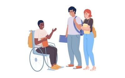 Schoolmates interaction semi flat color vector characters