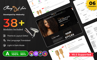 Elegant hår Mega Salon, Frisör, Hälsa, Skönhet Prestashop 8.0 Super Store | PrestaShop 8.0-teman