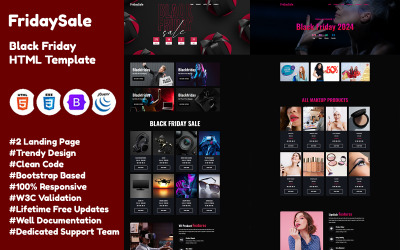 FridaySale - Kara Cuma İndirimi Açılış Sayfası HTML Şablonu