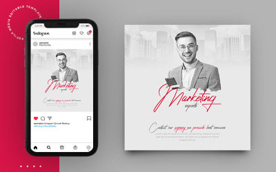 Marketingagentur Promo Social Media Banner und Instagram Post Vorlage