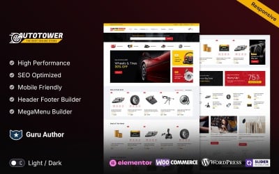 Autotower - Bildelar, verktyg och utrustning Responsivt WooCommerce-tema