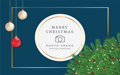 Cadre photo de Noël avec des feuilles vertes