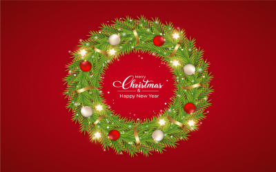Christmas Door Wreath with Golden Ribbon
