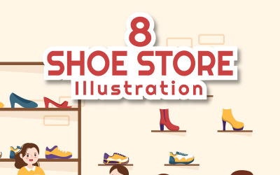 8 Schuhgeschäft flache Illustration