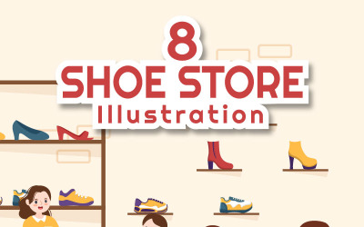 8 взуттєвий магазин плоских ілюстрації