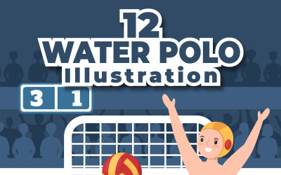 12 Wasserball-Sportspieler Illustration