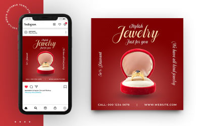 Design de modelo de banner de postagem de mídia social de promoção de joias no Instagram
