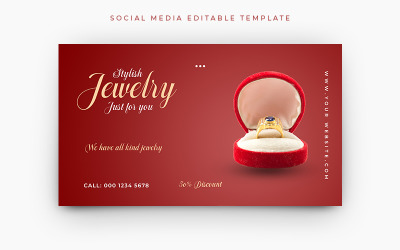 Design de modelo de banner de mídia social de venda de joias