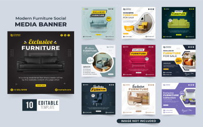 Furniture sale template bundle vector