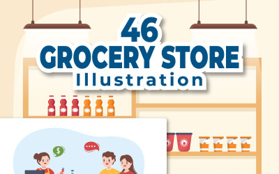 46 Ilustração de mercearia ou supermercado