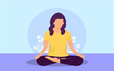 Kvinna som gör Yoga Platt Illustration