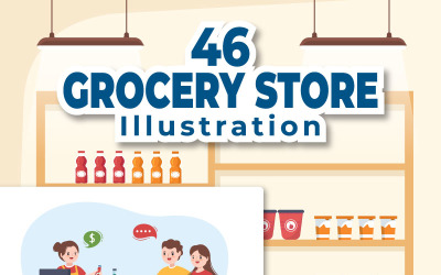 46 Lebensmittelgeschäft oder Supermarkt Illustration
