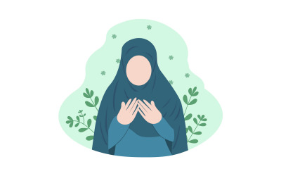 Muslimsk flicka som ber platt illustration