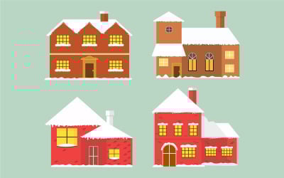 Різдвяне село зі снігом на даху