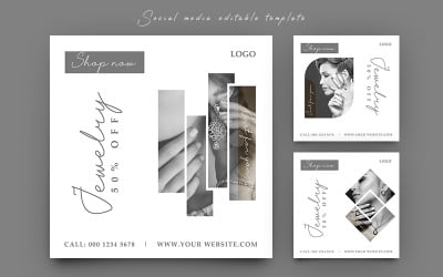 Schmuck Sale Promotion Instagram Post und Social Media Banner Sammlungsvorlage