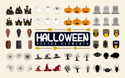 66 vettore del pacchetto di elementi di Halloween