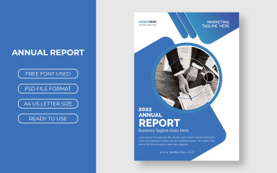 Elegante plantilla de informe anual empresarial azul
