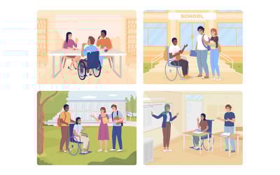 High school equity 2D vektor isolerade illustration set