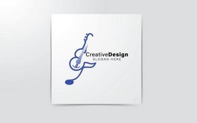 Kreatywne logo gitary z nutą muzyczną