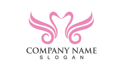Kuğu Kuş Aşk Sembolü Logo Vektör V37