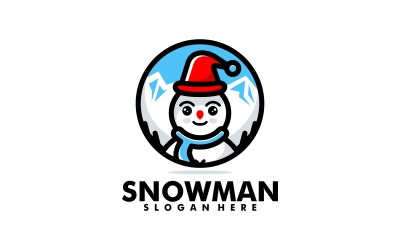 Snögubbe tecknad logotyp stil