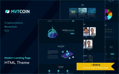 MVTCoin – kryptoměna – bitcoin šablona vstupní stránky HTML5