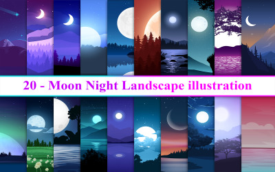 Paesaggio notturno di luna, paesaggio notturno, paesaggio naturale