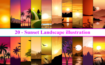 Paysage de coucher de soleil, fond de coucher de soleil, paysage naturel