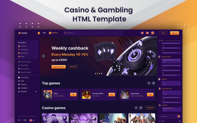 Kaszinó – Kaszinó és szerencsejáték HTML-sablon