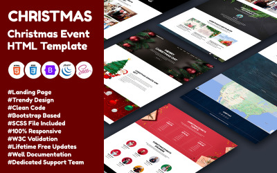 Vánoce - šablona HTML vstupní stránky vánočních událostí