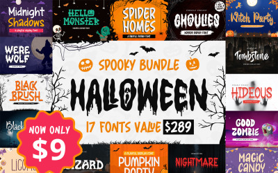 Paquete espeluznante | 17 fuentes de Halloween